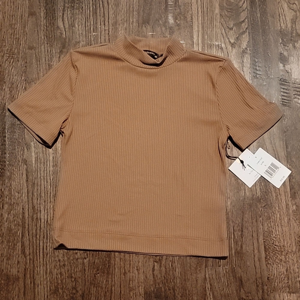 Brown Mock Neck Crop Top Size S